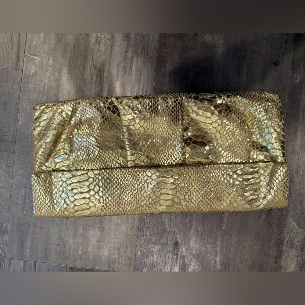 Metallic Gold Snakeskin Clutch